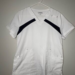 Whole scrub set Landau Women's Size‎ Medium top white gray pants white jacket